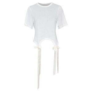 Simone Rocha fine jersey curved hem bow top shirt